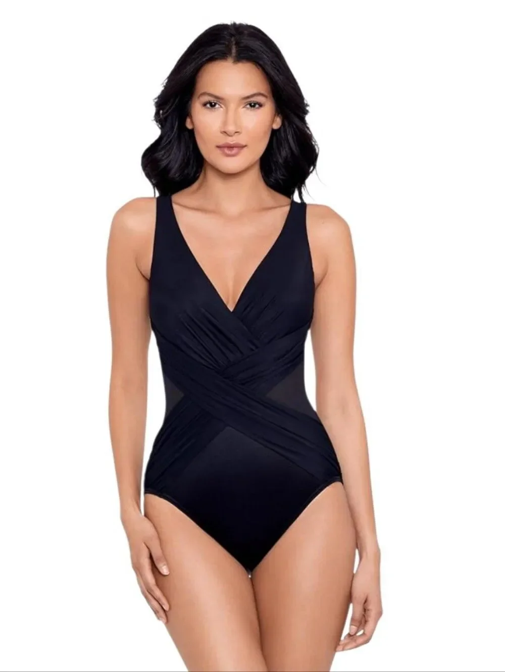 Miraclesuit Women's Illusionists Crossover One Piece Swimsuit in Black